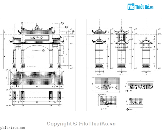 Cổng làng,File cad cổng làng,bản vẽ cổng làng đẹp,bản vẽ cổng làng